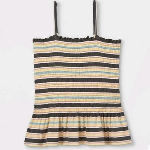 ART CLASS Smocked Ruffle Peplum Tank Top XL 14/16